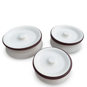 Bianco Magico casserole set of 3 with elegant white design, ideal for serving hot dishes