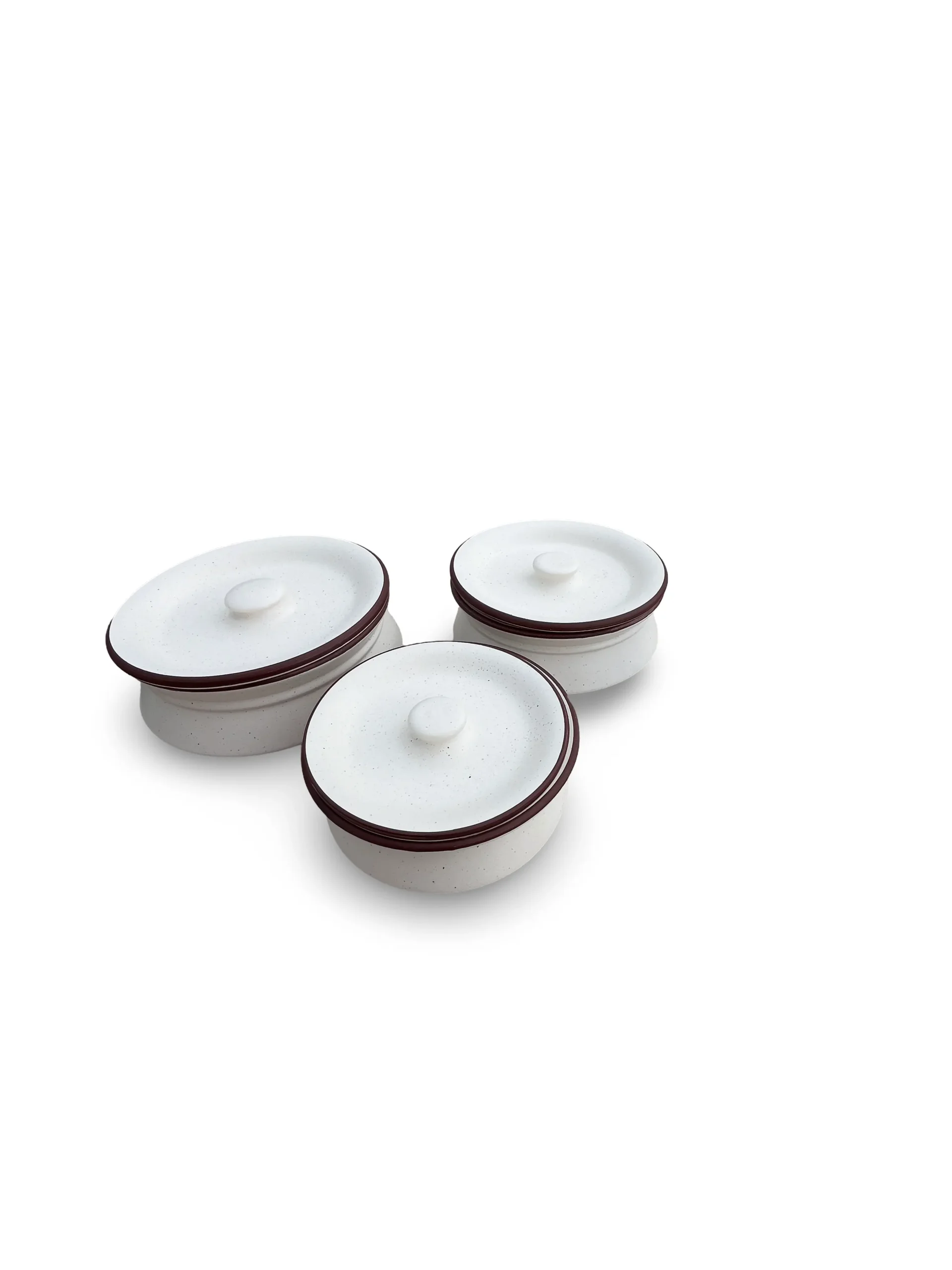 Bianco Magico casserole set of 3 with elegant white design, ideal for serving hot dishes