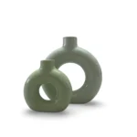 Vaso Bosco set of 2 ceramic vases with nature-inspired green design, perfect for living room décor