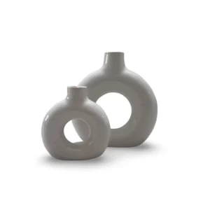 Vaso Perla set of 2 ceramic vases with pearl-like finish, perfect for living room décor