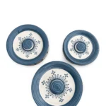 Indaco Fior casserole set of 3 with indigo floral design, great for serving and keeping food warm