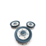 Indaco Fior casserole set of 3 with indigo floral design, great for serving and keeping food warm