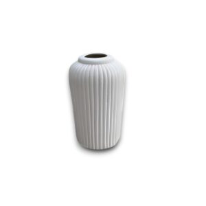 Vel Bianco ceramic vase with sleek white design, perfect for floral arrangements in the living room