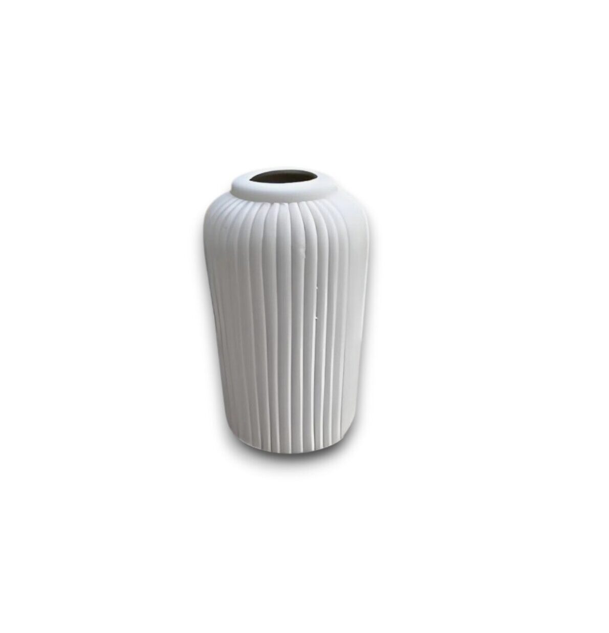 Vel Bianco ceramic vase with sleek white design, perfect for floral arrangements in the living room