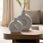 Vaso Perla set of 2 ceramic vases with pearl-like finish, perfect for living room décor