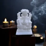 Vighnaharta marble mini sculpture – white Ganesha idol for decor and blessing