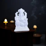 Vighnaharta marble mini sculpture – white Ganesha idol for decor and blessing