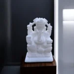 Vighnaharta marble mini sculpture – white Ganesha idol for decor and blessing