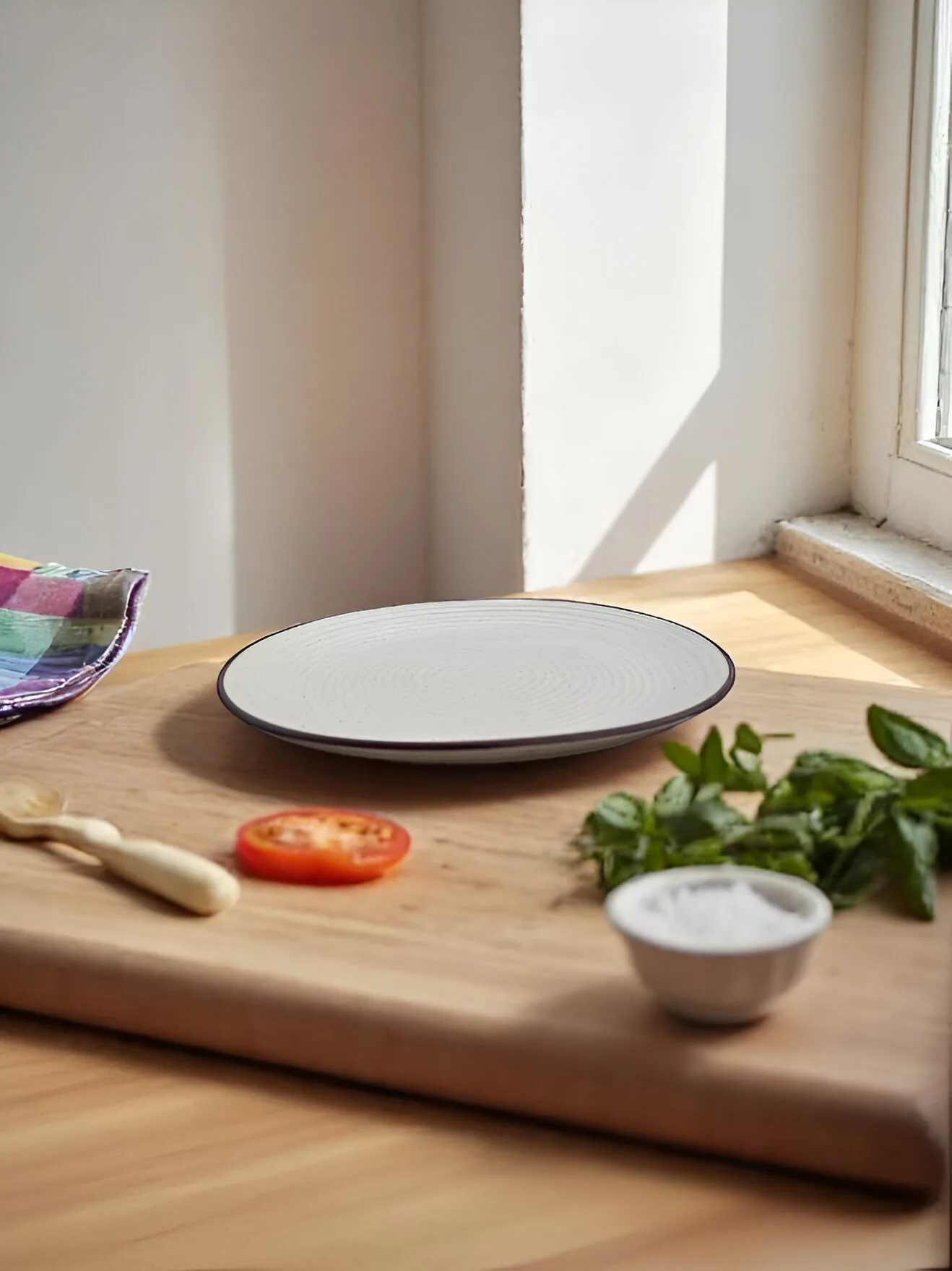 Crema e Notte – Dual-tone ceramic dinner plate with cream and blue finish