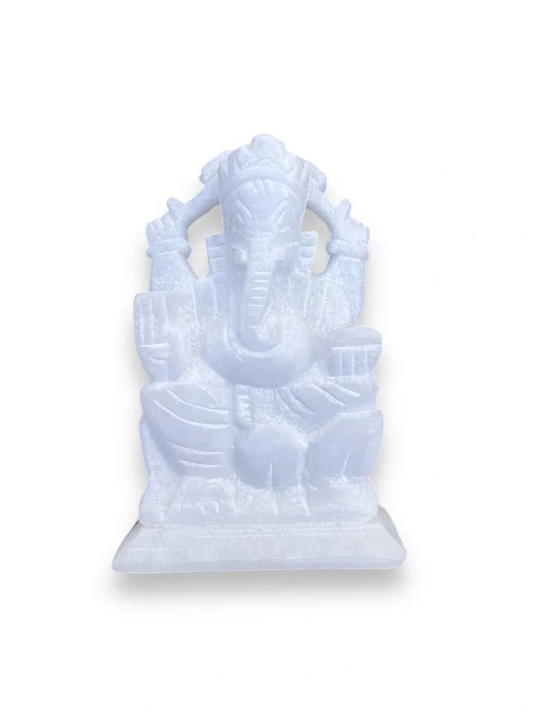 Vighnaharta marble mini sculpture – white Ganesha idol for decor and blessing