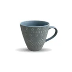 Striscia Oceano ceramic coffee mug with blue ocean-inspired stripes