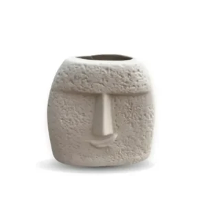 Vaso Sorriso ceramic vase with a whimsical smiley face design, ideal for playful living room décor