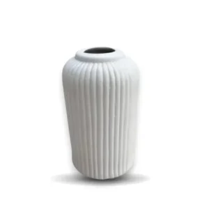Vel Bianco ceramic vase with sleek white design, perfect for floral arrangements in the living room