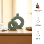 Vaso Bosco set of 2 ceramic vases with nature-inspired green design, perfect for living room décor