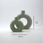Vaso Bosco set of 2 ceramic vases with nature-inspired green design, perfect for living room décor