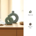 Vaso Bosco set of 2 ceramic vases with nature-inspired green design, perfect for living room décor