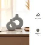 Vaso Perla set of 2 ceramic vases with pearl-like finish, perfect for living room décor