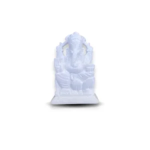 Vighnaharta marble mini sculpture – white Ganesha idol for decor and blessing