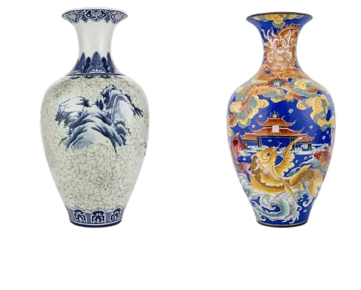 Two ceramic vase placed together