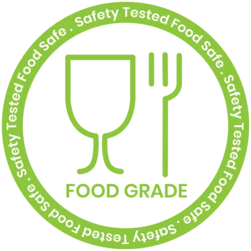 Green food grade safety badge for CozyClay ceramic products