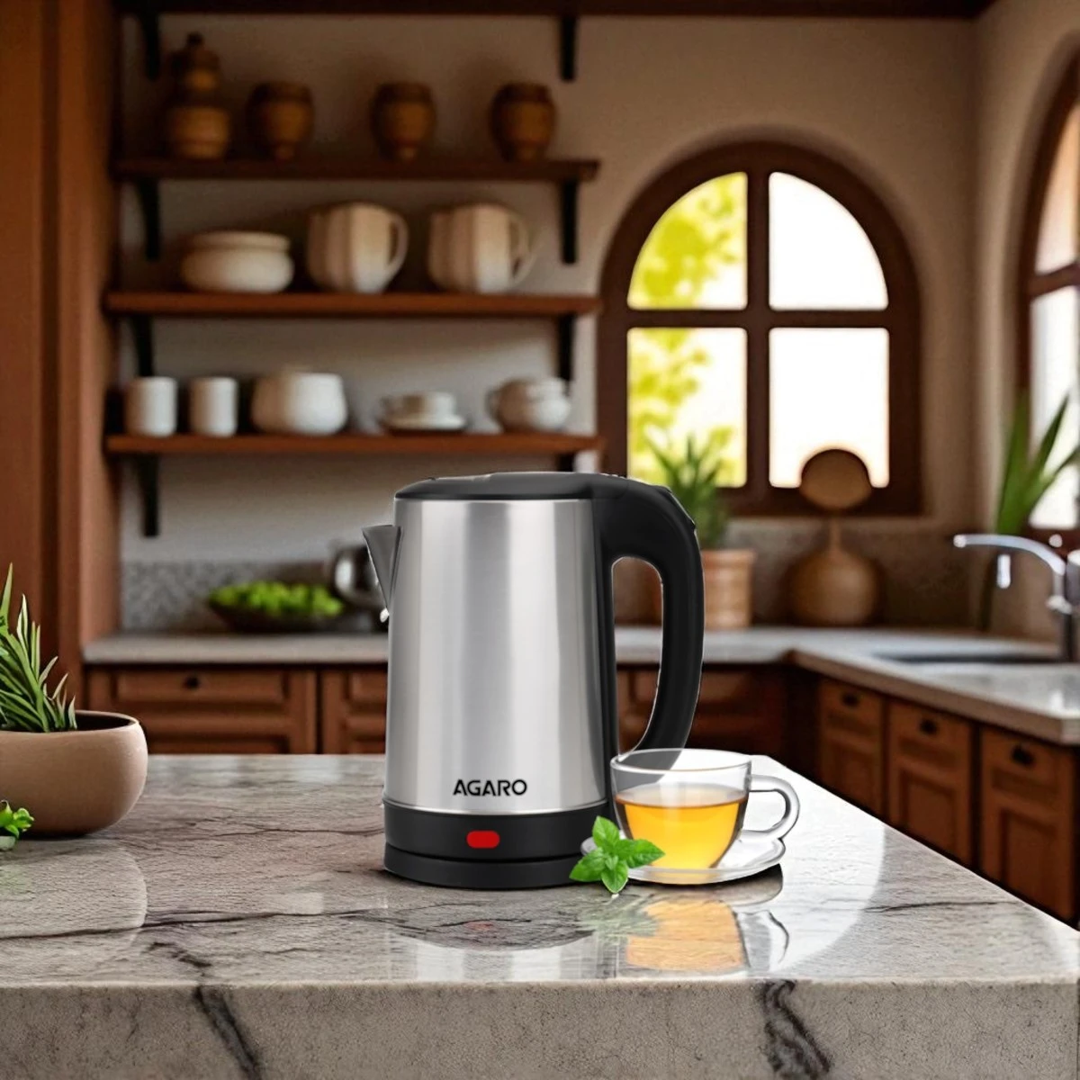 AGARO Sonnet Electric Kettle, 1.5L, 1500W, Stainless Steel Body, Quick Boil, Water Boiler, Hot Water Kettle , For Making Black Tea & Black Coffee, Instant Noodles, Auto Shut Off, Cool Touch Handle